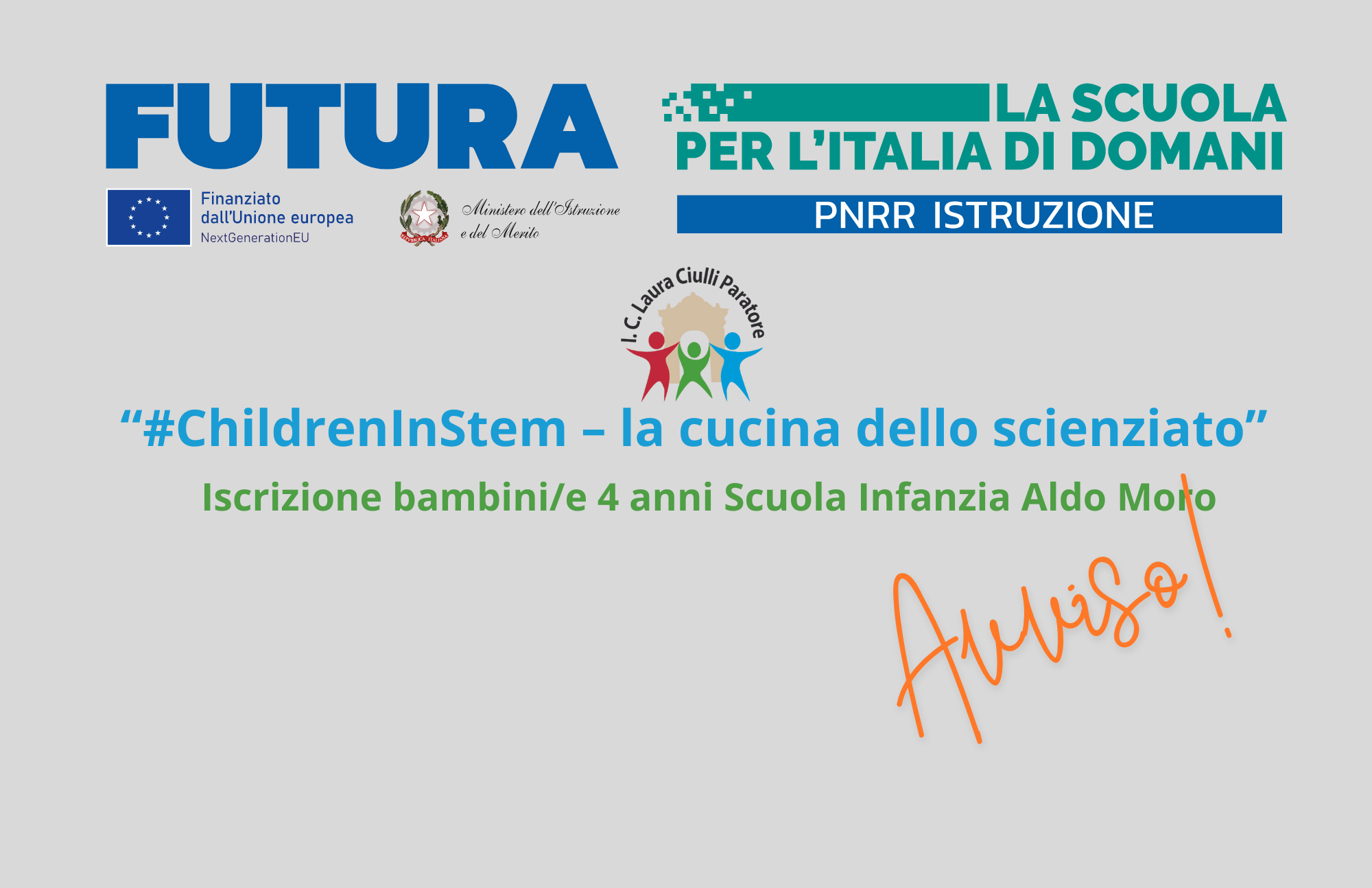 Iscrizioni bambini/e 4 anni Scuola Infanzia Aldo Moro al percorso STEM